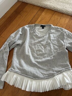 J crew Gray Sweatshirt with White Pleated Hem